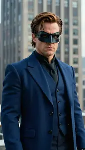 Titanic Blue Suited Vigilante Hero In The Skyscraper