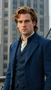 Titanic Blue Suited Protector Hero In The Skyscraper