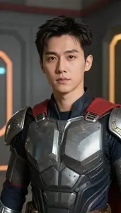 Titanium Gray Caped Protector Hero In The Corridor