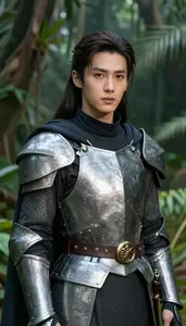 Titanium Gray Caped Knight Hero In The Jungle