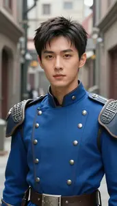 Universal Blue Armored General Hero In The Alleyway