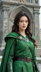 Untamed Green Caped Sentinel Hero At The Historic Monument