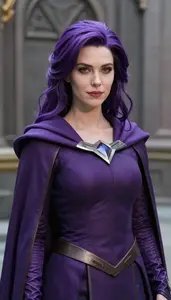 Violet Caped Harbinger Hero In The Metropolis