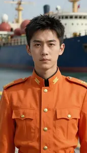 Wild Orange Suited General Hero At The Harbor