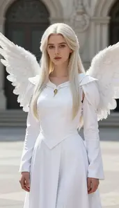 Angelic White Caped Protector Hero In The City Plaza