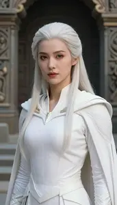 Angelic White Caped Avenger Hero At The Ancient Ruins