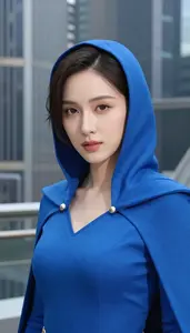 Aquatic Blue Caped Specialist Hero In The Metropolis