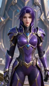 Arcane Purple Armored Liberator Hero On The Hilltop