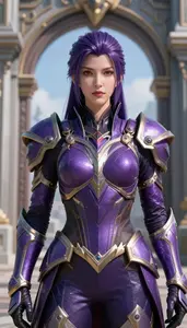 Arcane Purple Armored Protector Hero At The Gate