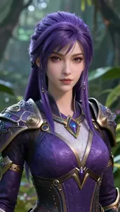 Arcane Purple Armored Commander Hero In The Jungle