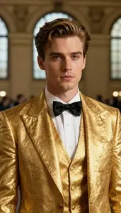 Aristocratic Gold Suited Fighter Hero At The Train Station