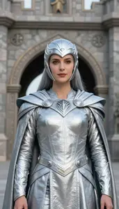 Astral Silver Caped Crusader Hero At The Fortress Gate