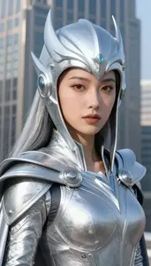 Astral Silver Caped Guardian Hero In The Skyscraper