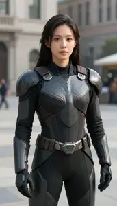 Basalt Black And Gray Protector Hero In The City Plaza