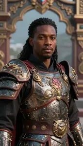 Black Armored Lord Hero On The Bridge