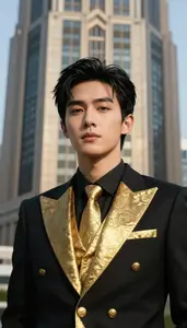 Black And Gold Suited Bastion Hero At The Downtown Tower