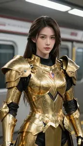 Blessed Gold Armored Champion Hero In The Subway Station