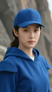Blue Caped Soldier Hero On The Cliff