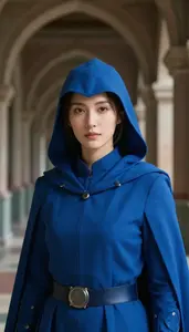 Blue Caped Warden Hero In The Corridor