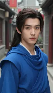 Blue Cloaked Fighter Hero In The Alleyway