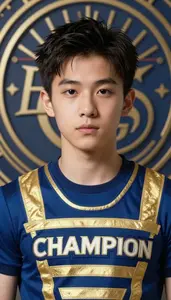 Blue And Gold Striped Champion Hero At The Academy