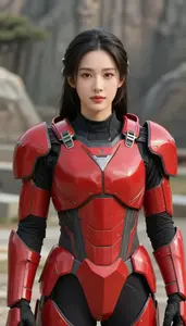 Bright Red Armored Specialist Hero In The Valley