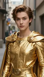 Brilliant Gold Caped Operative Hero In The Alleyway