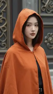 Burnt Orange Caped Bastion Hero In The Commercial District