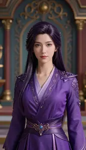Celestial Purple Suited Harbinger Hero In The Museum