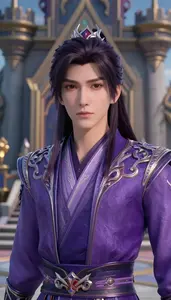 Celestial Purple Suited Paragon Hero At The Castle