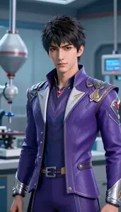Celestial Purple Suited Champion Hero In The Laboratory