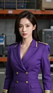 Celestial Purple Suited Captain Hero In The Warehouse