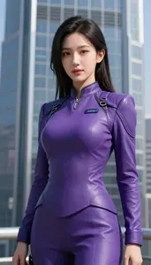 Celestial Purple Suited Scout Hero In The Skyscraper