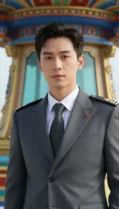 Charcoal Gray Suited Commander Hero At The Observation Tower