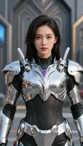 Chrome Silver Armored Guardian Hero In The Metropolis