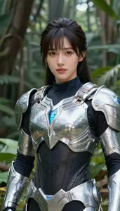 Chrome Silver Armored Guardian Hero In The Jungle