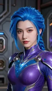 Cosmic Blue And Purple Guardian Hero At The Industrial