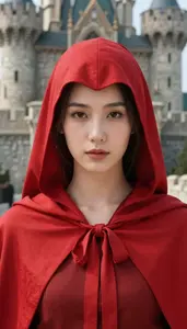 Crimson Caped Fighter Hero At The Castle