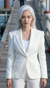 Crystalline White Suited Liberator Hero On The Pier