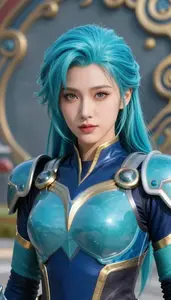 Cyan Armored Champion Hero In The Park