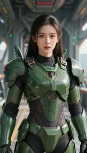 Dark Green Armored Fighter Hero On The Skyway