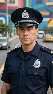 Distinguished Navy Caped Agent Hero On The Highway