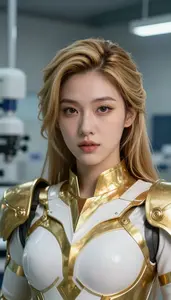 Divine Gold And White Defender Hero In The Laboratory