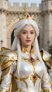 Divine Gold And White Knight Hero At The Fortress Gate