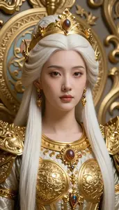 Divine Gold And White Protector Hero In The Museum