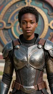 Ebony Black Armored Enforcer Hero In The Valley
