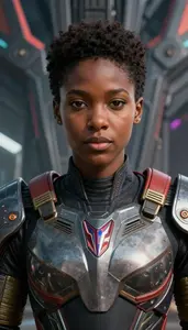 Ebony Black Armored Fighter Hero On The Skyway