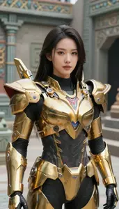 Electrical Gold Armored Defender Hero At The Ancient Ruins