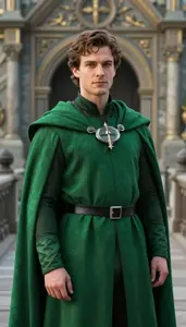 Emerald Green Caped Knight Hero On The Pier