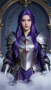 Enchanted Violet Suited Paladin Hero In The Storm Cloud